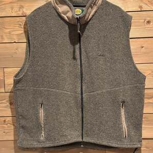 Cabelas Men's Full-Zip Sweater Fleece Vest in Heather Brown XXL